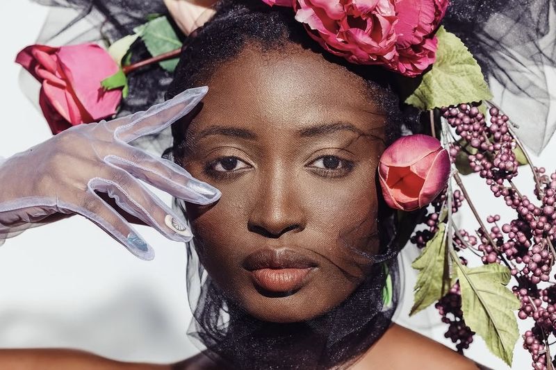 Floral editorial — close-up with botanicals